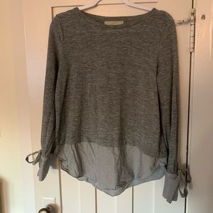 Grey Loft blouse with bows on sleeves